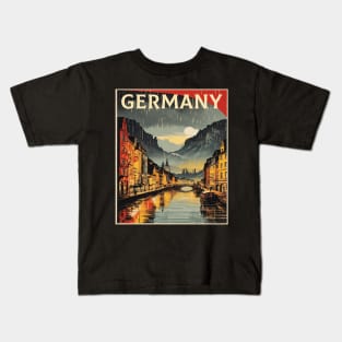 The Rhine Germany Rainy Night Tourism Vintage Retro Kids T-Shirt